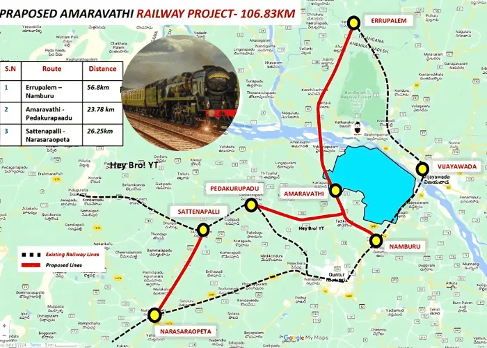 Errupalem to Amaravati Railway Line Project - Route Map